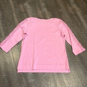 Appleseeds three-quarter sleeve crochet top